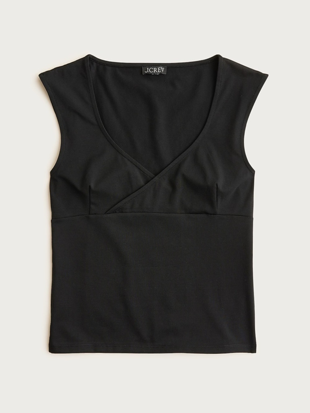 JCrew Black Stretch Cotton Cap-sleeve Crossover Shirt